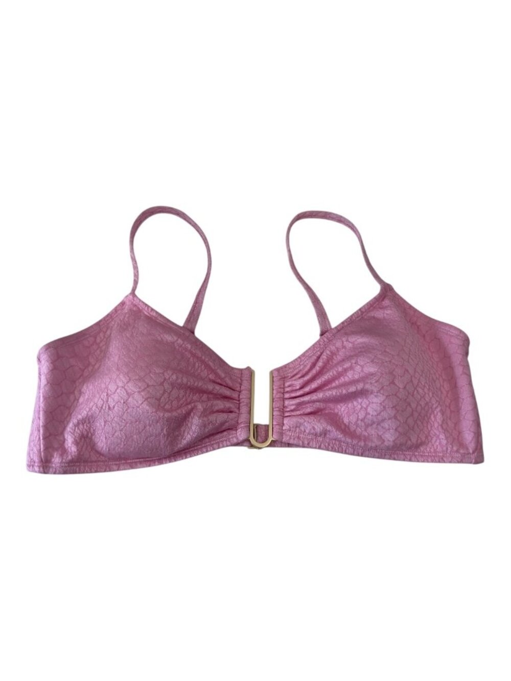 Time And Tru Womens Pink Textured Padded Bikini Top XL (16-18)